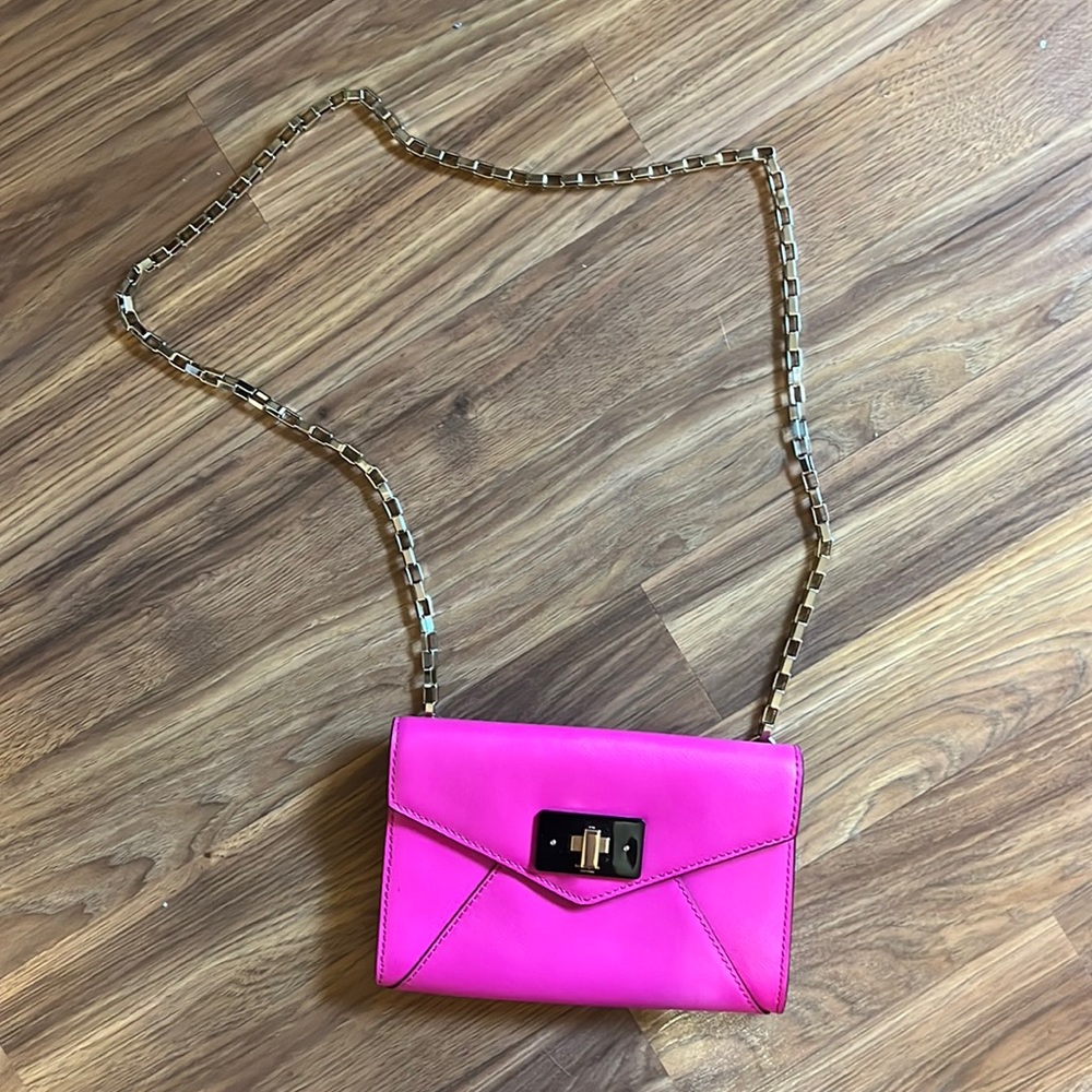 Kate spade Hot pink leather crossbody bad with chain strap